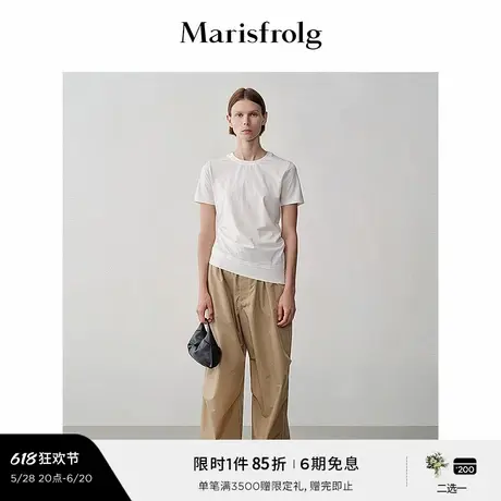 【精简美学】玛丝菲尔秋捏褶立裁裤口抽绳修身休闲长裤女商品大图