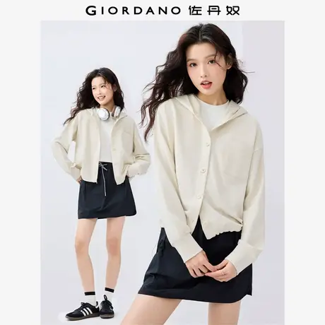 佐丹奴外套女装纯棉单口袋连帽针织卫衣外套 05375459商品大图