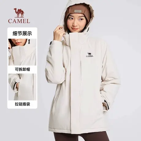 骆驼加绒保暖男女款防风防水棉服外套商品大图