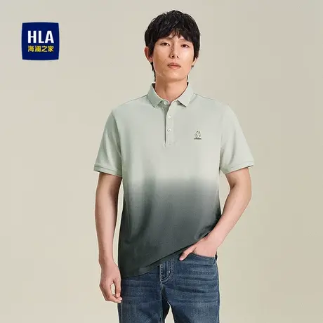 HLA/海澜之家轩辕小将联名短袖POLO衫2025春夏新款翻领渐变上衣男图片