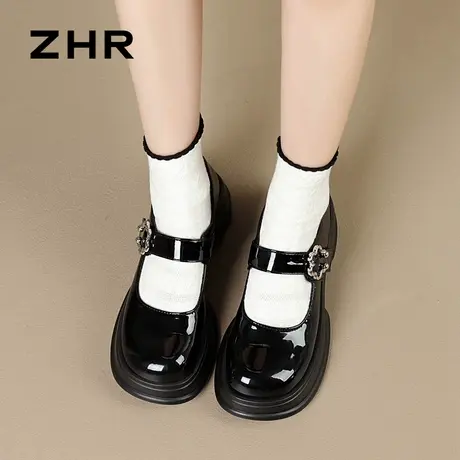 ZHR法式玛丽珍女鞋2025夏新款厚底黑色小皮鞋女配裙子软底JK单鞋商品大图
