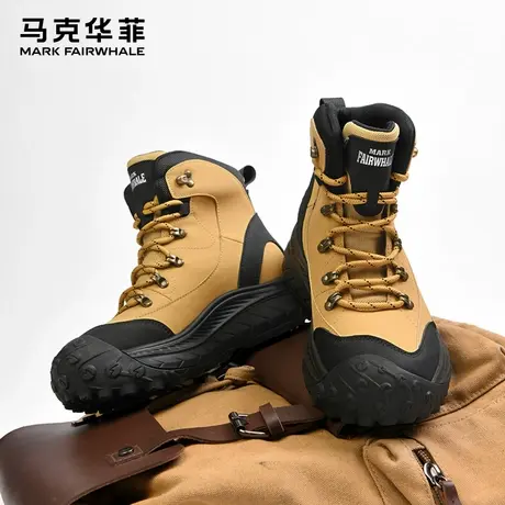 马克华菲男鞋高帮2025秋冬季新款雪地靴男工装鞋靴加绒棉鞋马丁靴商品大图