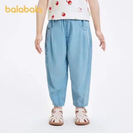 巴拉巴拉长裤男女幼童夏装新款宝宝百搭纯色牛仔裤舒适宽松萝卜裤图片