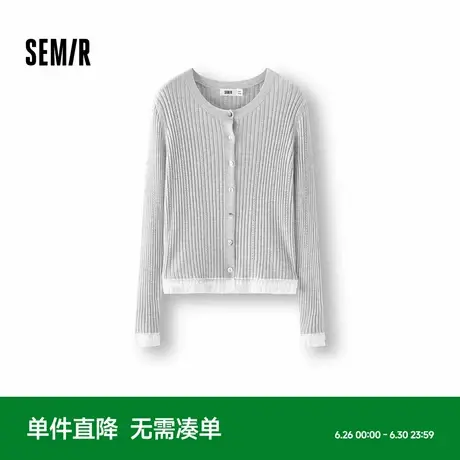 [商场同款]森马针织开衫女短款紧身秋2025新款蕾丝花边上衣少女感图片