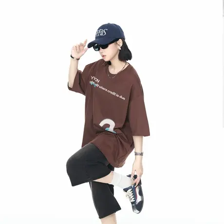YEP2025新款夏季印花宽松短袖T恤女美式街头风男女同款半袖上衣商品大图
