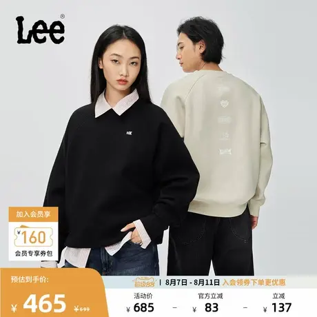 Lee25秋冬新品舒适版圆领印花Logo插肩袖设计男女同款长袖卫衣潮图片