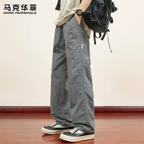 马克华菲男士灰色直筒裤子男秋季薄款宽松休闲裤2025新款男款长裤商品大图
