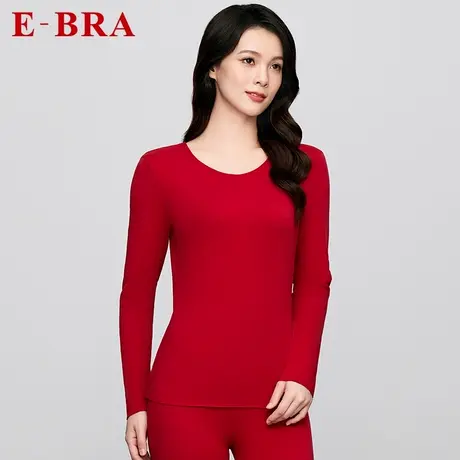 安莉芳官方奥莱E-BRA秋冬厚款打底衫弹力无痕抓绒圆领暖衣上衣女商品大图
