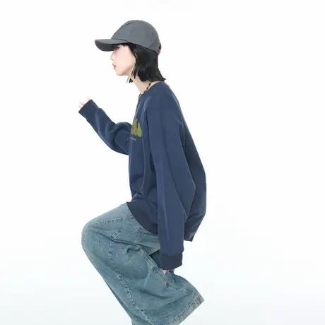 美式复古潮牌水果卫衣女2025春秋新款休闲宽松oversize套头上衣商品大图