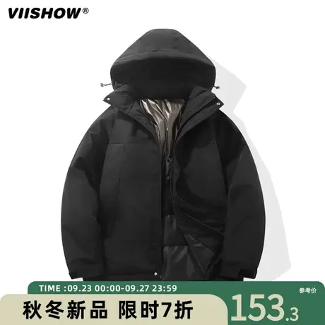 VIISHOW休闲保暖外套工装2023冬季新款男生宽松户外登山连帽棉服商品大图
