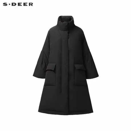 sdeer圣迪奥冬季女装时尚立领宽松茧型喇叭袖羽绒服S24483105图片