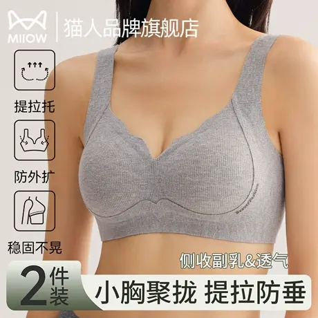 猫人内衣女小胸聚拢显大提拉上托收副乳防下垂新款无痕舒适文胸罩商品大图