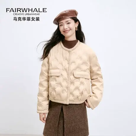 马克华菲小香风羽绒服女轻薄款2025新款冬季保暖气质短款圆领外套商品大图