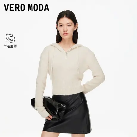 【来了就好】 Vero Moda毛衣女2025秋冬新款含绵羊毛连帽针织衫商品大图