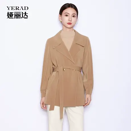 【商场同款】娅丽达翻领收腰系带中长款风衣女2025春秋高级感外套商品大图