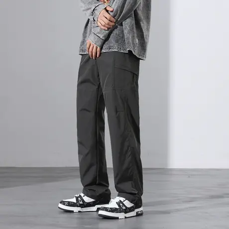 直筒工装裤男宽松春秋款大码冲锋裤子男士新款休闲长裤加长男装潮商品大图