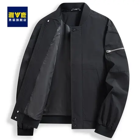 雅鹿夹克男2023春秋季新款复古工装上衣潮流棒球服飞行员休闲外套商品大图