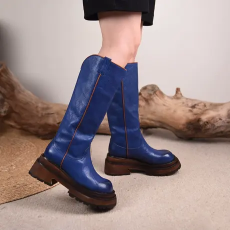 Artmu阿木原创定制复古里外全皮长靴女2023新款厚底高筒靴骑士靴商品大图