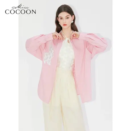missCOCOON【凤羽雀翎系列】24春新款创意立体刺绣慵懒风廓形衬衫图片