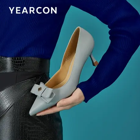 意尔康羊皮高跟鞋女2024春新款高跟鞋设计感小众气质名媛浅口单鞋图片