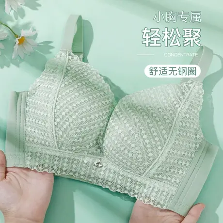 伊丝艾拉无钢圈聚拢文胸 小胸内衣女薄款蕾丝莫代尔舒适收副乳bra图片