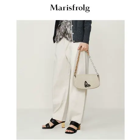 【言选好物】玛丝菲尔秋季弹力乳白色休闲高腰哈伦裤商品大图