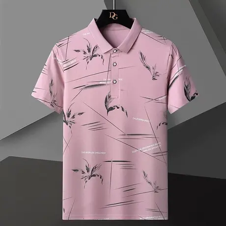 夏季纯棉短袖polo衫男潮牌印花港风设计感小众上衣服ins潮流体恤商品大图