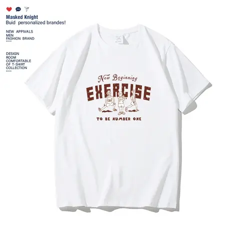 2023夏季趣味美式复古印花短袖t恤男ins潮流纯棉圆领宽松学生上衣商品大图