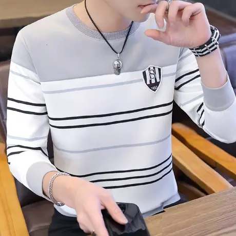 男士长袖T恤2025新款秋季圆领上衣服春秋卫衣潮流秋衣薄款打底衫商品大图