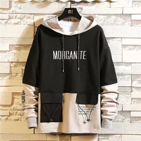 韩版卫衣男潮流嘻哈宽松春季新款bf风青少年ins套装潮牌连帽外套商品大图