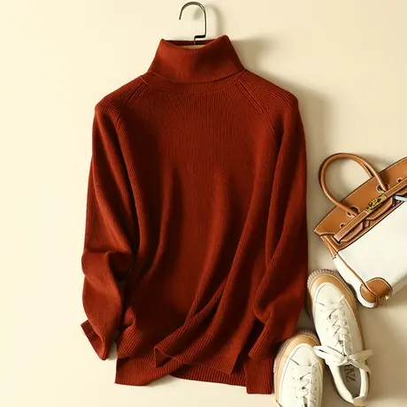 高领毛衣女内搭2023新款秋冬装慵懒风气质加厚宽松外穿打底针织衫商品大图