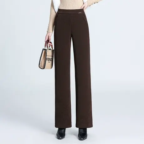 显瘦阔腿裤女2023秋冬新款高腰垂感时尚休闲裤通勤长裤厚款直筒裤图片
