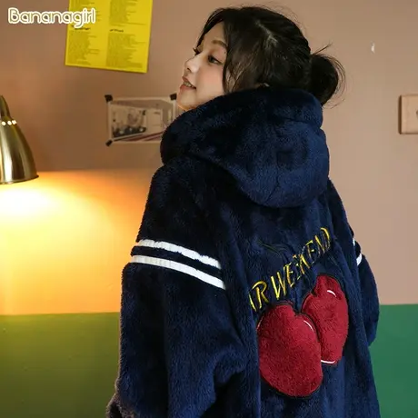 Bananagirl睡衣女秋冬珊瑚绒甜美可爱保暖加厚法兰绒女套装家居服商品大图