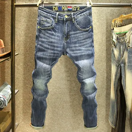 2024新款牛仔裤男春秋款修身小直筒弹力裤子高端水洗经典大牛长裤商品大图