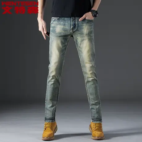 秋季款男士牛仔裤男直筒修身弹力潮流百搭休闲青年潮牌帅气长裤子商品大图