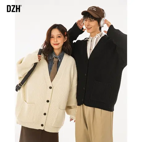 男生情侣针织开衫毛衣男冬季宽松慵懒风秋冬情侣装衫外套上衣线衣商品大图