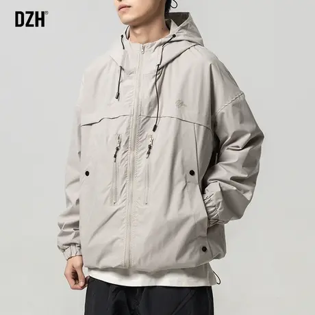 男士时尚冲锋衣男款痞帅防风外套男春秋款连帽飞行夹克登山服外衣商品大图