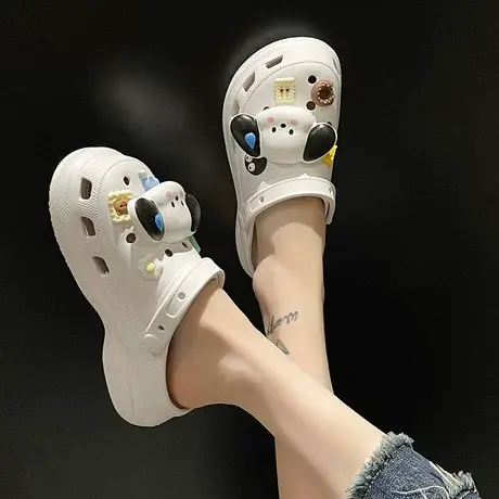 玛丽珍洞洞鞋女夏季外穿卡通可爱小狗厚底增高防滑两穿包头凉拖鞋商品大图