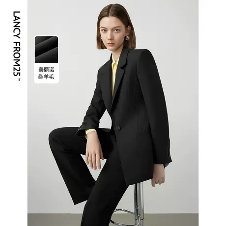 朗姿纯羊毛廓形职场通勤简约西服外套高级感女2024年春季新款西装图片