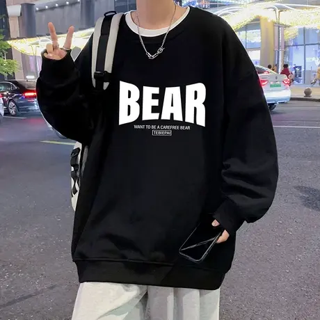 春秋季新款套头宽松圆领卫衣男潮牌cityboy日系长袖打底衫上衣服商品大图