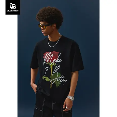 Lilbetter男士t恤2024新款上衣港风体恤衫夏季衣服宽松圆领短袖潮商品大图