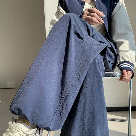 美式工装裤女2024春秋新款宽松垂感休闲百搭高腰显瘦直筒拖地长裤图片