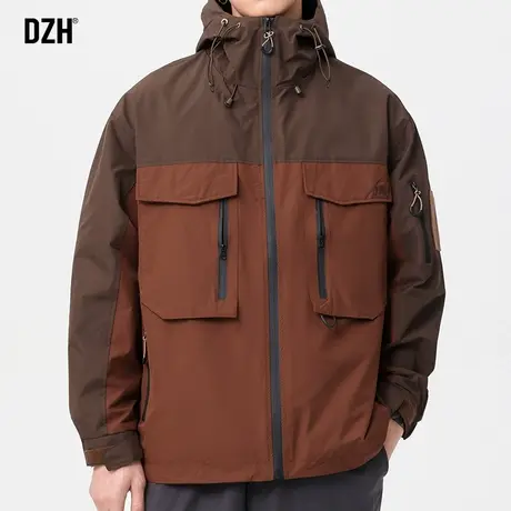 男士春季冲锋衣男连帽休闲上衣2024新款美式外套工装夹克男款春秋商品大图