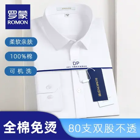 Romon/罗蒙长袖衬衫男上班面试DP成衣抗皱商务高级感内搭白衬衣商品大图