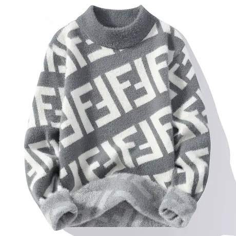 加厚毛衣水貂绒针织衫男孩青少年学生秋冬季高中生大童保暖打底衫图片