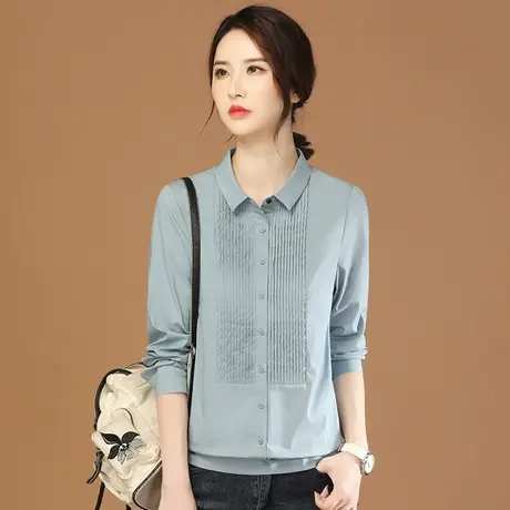 韩潮袭人压褶拼接休闲长袖衬衣女2023秋季新款百搭衬衫设计感小众图片
