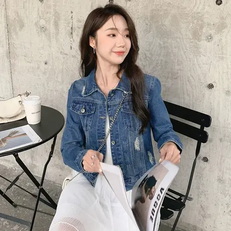 牛仔外套女春秋短款修身韩版新款显瘦长袖上衣ins潮牛仔衣服3商品大图