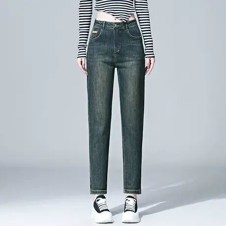 牛仔哈伦裤女秋季高腰洗水复古显瘦萝卜裤小个子遮跨九分老爹裤潮图片