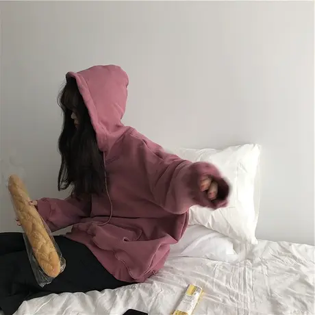 ins超火卫衣女秋冬新款chic加绒加厚连帽外套韩版潮学生宽松上衣商品大图