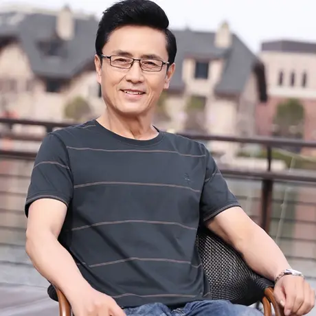 中年爸爸夏装短袖t恤男士圆领丝光棉体恤衫中老年人宽松休闲上衣商品大图